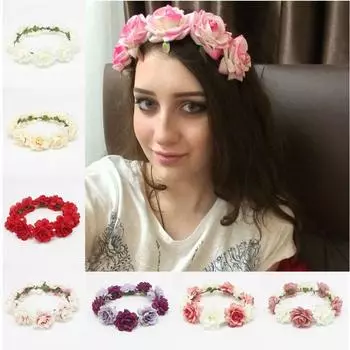 Новая Корона, модная цветочная гирлянда для волос, повязка на голову, свадебный венок