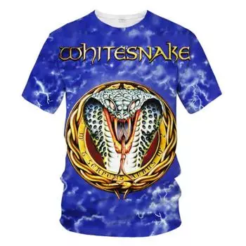Новая летняя распродажа Whitesnake мужская мода 3D печать футболка топы с короткими рукавами S