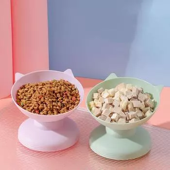 Новая миска для кошек и собак, миска для собак с высокой ножкой, защита для шеи 45 °, миска для воды для корма для домашних животных, антиопрокидывающаяся бинауральная миска для кормления домашних животных