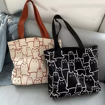 Новая мода корейский стиль INS Canvas большая женская универсальная студенческая сумка через плечо мягкая женская милая портативная сумка для пар 39X35CM