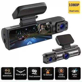 Новая модель с инфракрасным ночным видением 1080P Автомобильный видеорегистратор Двойная камера Передняя и внутренняя автомобильная циклическая запись Широкоугольный автомобильный видеорегистратор Dual Camera