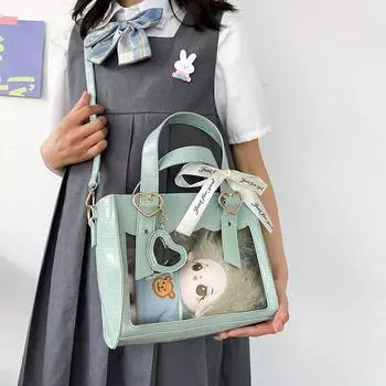Новая модная сумка Ba Chi Bag с каменным узором, сумка-витрина для куклы, студенческая сумка через плечо, прозрачная женская сумка Love белый