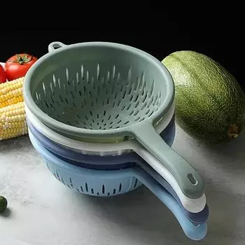 Новая мойка Фильтр для воды Кухонная сушилка Корзина Пластиковая мойка Дуршлаг Сито Ручка для еды Фрукты Сушилка для овощей