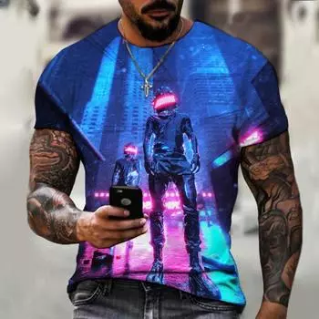 Новая мужская футболка с 3D принтом E-sports DJ Singer Space Astronaut Anime Manga, уличная мужская супер красивая версия S-5XL S белый