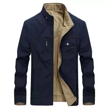 Новая мужская куртка Tooling Casual с воротником-стойкой, деловая куртка из чистого хлопка L хаки