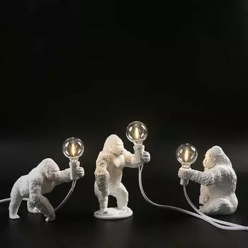 Новая настольная лампа в виде животного King Kong Gorilla, декоративная лампа из смолы для помещений, маленькая ночная лампа, творческая поделка, декоративная лампа для стола Gorilla