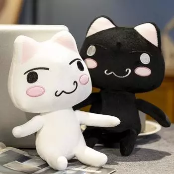 Новая плюшевая аниме-игра-кукла Inoue Cat, плюшевые котята, мультяшная пара, черно-белые кошки, декор, подарочные игрушки для детей cat 27-30cm