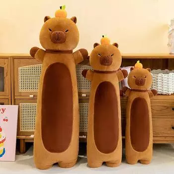 Новая плюшевая игрушка-подушка Kapi Bara Push, креативная кукла-капибара с длинными полосками, подарок на день рождения 70Cm