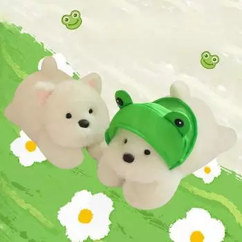 Новая плюшевая игрушка West Highland Dog White Terrier, лягушка, шапка, мягкий щенок, плюшевая игрушка, похожая на реалистичное животное, кукла-подушка для успокоения ребенка 30cm зелёный