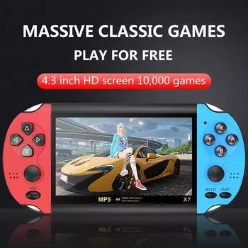 Новая портативная игровая консоль X7 в стиле ретро с экраном 4,3 дюйма, Mp4-плеер, 8 ГБ, видеоигра, 10000 игр