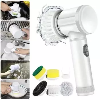 Новая щетка Power Scrubber с 5 сменными насадками для щеток, электрическая вращающаяся щетка для чистки ванной комнаты, электрическая щетка Power Scrubber, домашняя щетка