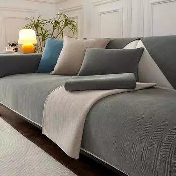 Новая современная подушка для дивана с рисунком «елочка» Four Seasons Universal Anti Slip Dust Chenille Sofa Cover Solid Color Couch Seat 70x70cm 1pcs