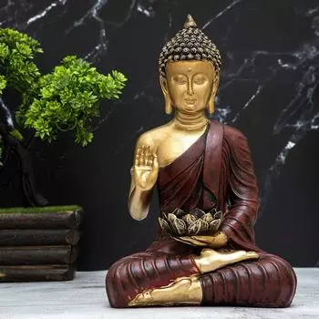 Новая статуя сидящего Будды, экспонат для домашнего декора золотистый