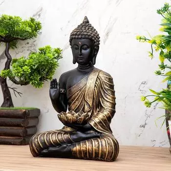Новая статуя сидящего Будды, экспонат Idol Home Decor для гостиной чёрный