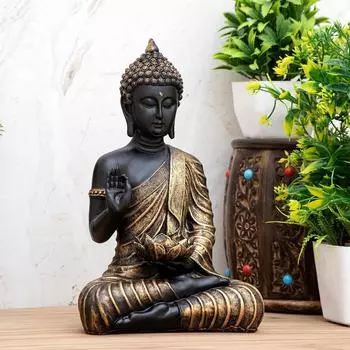 Новая статуя сидящего Будды, экспонат Idol Home Decor для гостиной чёрный
