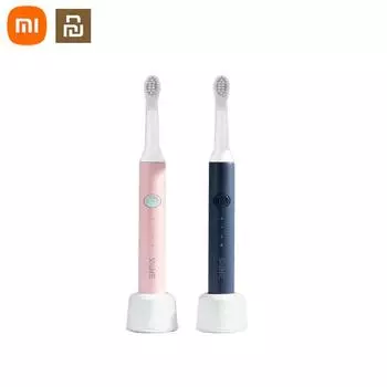 Новая ультразвуковая электрическая зубная щетка Xiaomi PinJing, вибрирующая зубная щетка, волновое отбеливание, очиститель зубов розовый