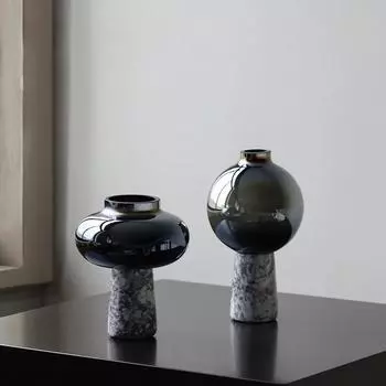 Новая ваза из мрамора и стекла в китайском стиле, украшения для дома, модель для комнаты, дизайнерская высококачественная цветочная посуда