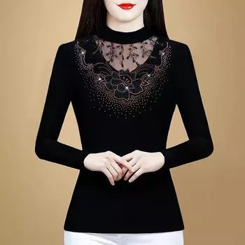 Новая весенняя рубашка Heavy Industry Hot Diamond Plus Velvet с утолщенной основой для женщин M