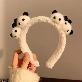Новая Забавная Мультяшная Плюшевая Повязка на Волосы с Медведем для Женщин Милая Сладкая Нескользящая Повязка для Умывания Лица Заколка для Волос Аксессуары для Волос для Девочек