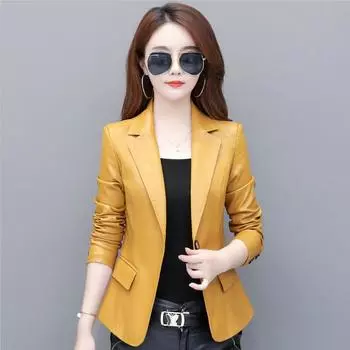 Новая женская кожаная куртка S-4XL, весенняя мотоциклетная кожаная куртка, женский кожаный костюм, женская куртка, блейзер S