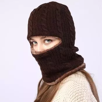 Новая зимняя цельная шапка для защиты ушей, шарф плюс бархатная вязаная мужская и женская пуловерная кепка для верховой езды one size красный