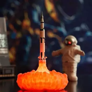 Новейшая дропшиппинговая 3D-печатная лампа Saturn V, перезаряжаемый ночник Apollo 5 для любителей космоса на Луне в качестве украшения комнаты белый