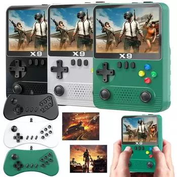 Новейшая портативная игровая консоль X9 с экраном IPS 3,5 дюйма, ретро-мини-ручной игровой плеер 64 ГБ, 15000 игр, 3D-джойстик, детский подарок 2000mAh