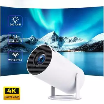 2025 Новый проектор HY300Pro 4K Android 11 Dual WIFI6 260ANSI Короткий фокус BT5.0 Лучевой проектор для домашнего кинотеатра Проектор для улицы EU Plug