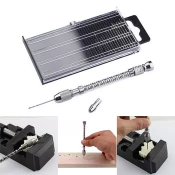 Новинка, 21 шт., набор мини-микро-сверл, алюминиевая ручная дрель и футляр для хобби серебряный