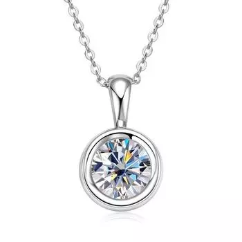 Новинка, 2CT, 8 мм, цвет D, кулон с муассанитом и бриллиантом, ожерелье для женщин, S925, серебряная цепочка на шею с пузырьками, ожерелья, оптовая продажа, подарок 40-45cm&Moissanite S925