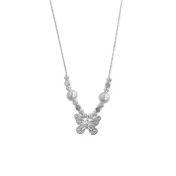 Новое китайское ожерелье с бабочкой из жемчуга для женщин Ins Light Luxury High-end Design Sense Clavicle Chain
