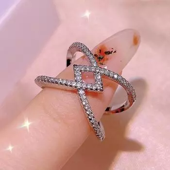 Новое кольцо из серебра 925 пробы, модное ручное кольцо с переплетенными бриллиантами, квадратное кольцо, темперамент, дикие украшения, вечерние ювелирные изделия на день рождения, подарок 6 белый