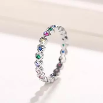 Новое кольцо Rainbow Heart, популярные легкие роскошные кольца в форме любви, цветные многослойные женские кольца No. 6