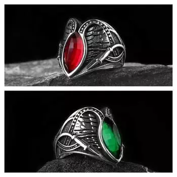 Новое мужское кольцо Abyss Devil s Eye Fall Angel Wings с креативным ретро-кольцом Giacinth Horse Eye 8