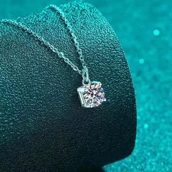 Новое настоящее сертифицированное GRA ожерелье с подвеской из муассанита 1CT 6,5 мм круглой огранки для женщин и девочек S925, серебряное ожерелье с бриллиантами на шею, ожерелья 41-50cm&1CT 6.5mm