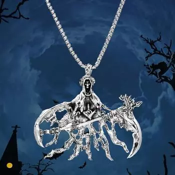 Новое ожерелье Dark Wind Halloween Skull, ожерелье Punk Wind Halloween Sickle, место для покупки.