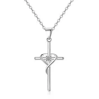 Новое ожерелье с подвеской Beating Lucky Heart для женщин, роскошный кулон Cross Cross Light для женщин, универсальное ожерелье для женщин