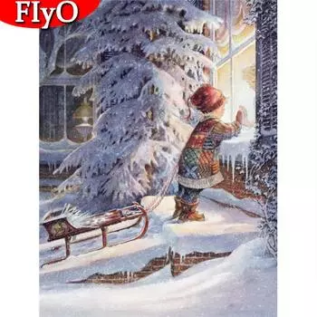 Новое поступление, алмазная вышивка, детская 5D алмазная живопись, зимняя полная квадратная мозаика, рождественские украшения для дома Full Round (20X30CM)