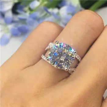 Новое поступление, изысканное кольцо с белым цирконом и 4 когтями для женщин, обручальные кольца оптом 8 белый