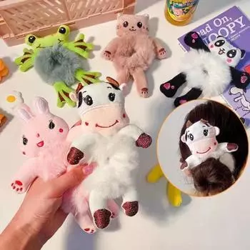 Новое поступление Kawaii женские эластичные аксессуары для волос с резиновой головкой мультяшная плюшевая лягушка панда кролик кошка чучело резинка для волос для девочек