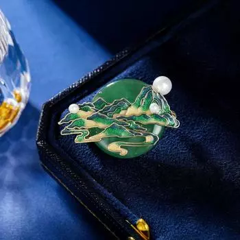 Новое ретро платье Guochao cheongsam аксессуары кардиган фиксированная булавка для одежды высококачественная брошь Wanli горы и реки зелёный