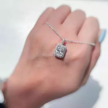 Новое роскошное модное ожерелье с подвеской из квадратного циркония для женщин, свадебные аксессуары, простой стильный дизайн, модные ювелирные изделия 45cm