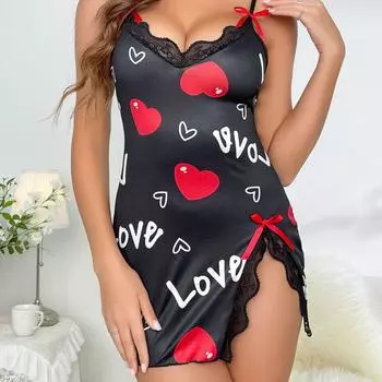 Новое сексуальное нижнее белье Юбка на подтяжках с принтом Love S