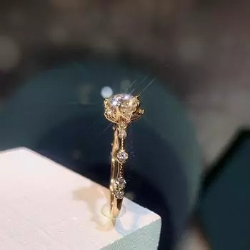 Новое темпераментное сладкое обручальное кольцо на палец для женщин золотого цвета тонкая полоса с кубическим цирконием Роскошные модные украшения 6