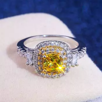 Новое винтажное обручальное кольцо с желтым кубическим цирконом. Элегантное обручальное кольцо Claddagh с толстым кольцом с микропрокладкой. 10