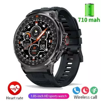 Новые 1,85-дюймовые умные часы Ultra HD, GPS-трек HD, Bluetooth-вызов, большая батарея 710 мАч, циферблат 400+, подходит Silicone band чёрный