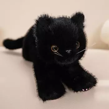 Новые 40/53 см черные плюшевые игрушки для лежащего кота, мягкие плюшевые куклы с имитацией кота, чучело животного, прекрасный подарок на день рождения 40cm