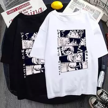 Новые аниме Deku Bakugou Katsuki Todoroki Shoto футболки с принтом унисекс женская мода Y2k летние повседневные футболки с короткими рукавами 4XL