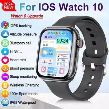 Новые часы 10 Смарт-часы для мужчин Heart Rate BT Call Smart Island Always Display 100+ Sports Modes Smart Watch Silicone чёрный