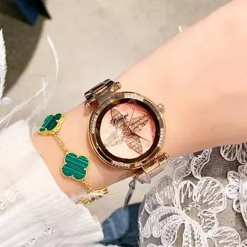Новые часы Lucky Four Leaf Clover Watch Caramel Pink Gold Универсальные часы